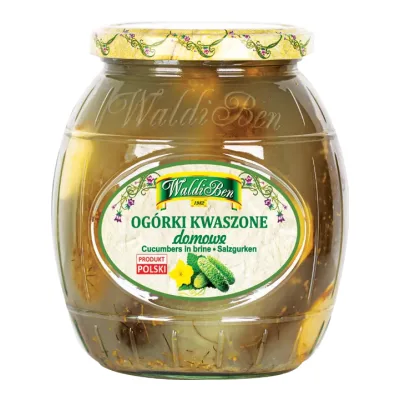 Ogórki kwaszone domowe Waldiben 770/440g