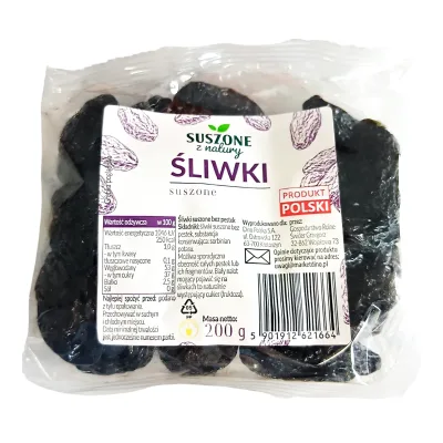 Śliwki suszone Suszone z natury 200g szt
