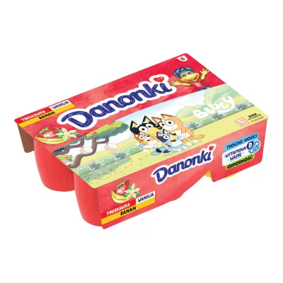 Serek truskawka/wanilia/banan Danonki mega 6x90g