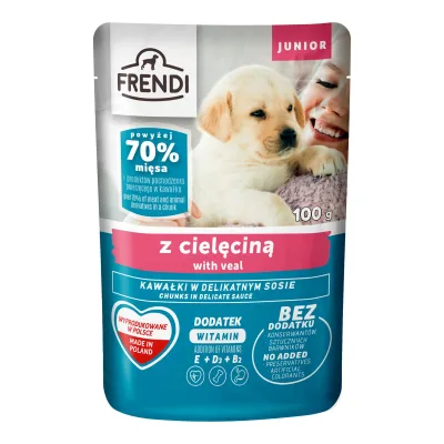 Karma dla psa mokra z cielęciną Frendi junior 100g