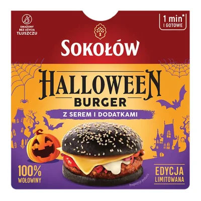 Burger Halloween z serem i dodatkami Sokołów 150g