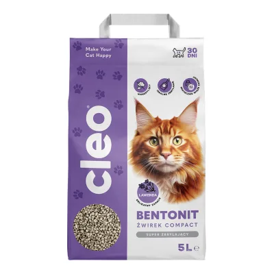 Żwirek dla kota bentonitowy lawendowy Cleo 5l