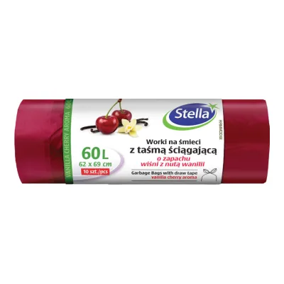 Worki na śmieci z taśmą wiśn+wan Stella 60l 10szt