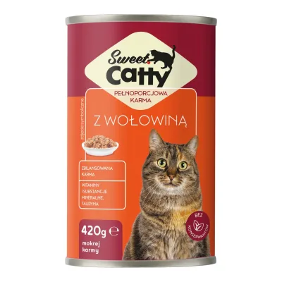 Karma dla kota mokra z wołowiną Sweet Catty 420g