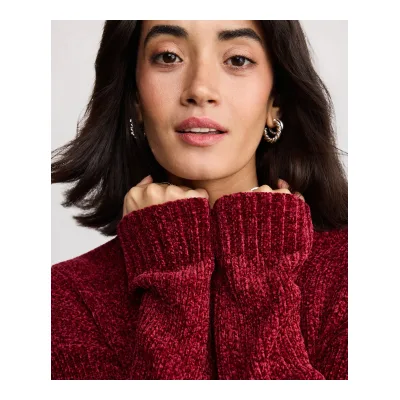 Sweter damski czerwony szenilowy
